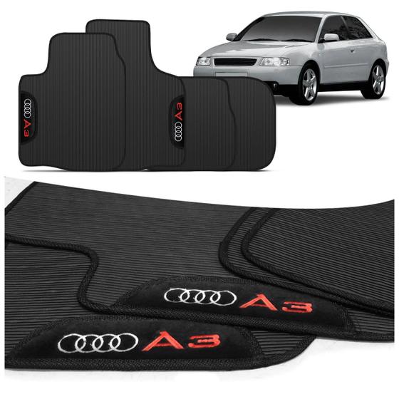 Imagem de Jogo de Tapete PVC Audi A3 97 a 2006 Preto Com Logo Bordado Concept 3D 4 Peças