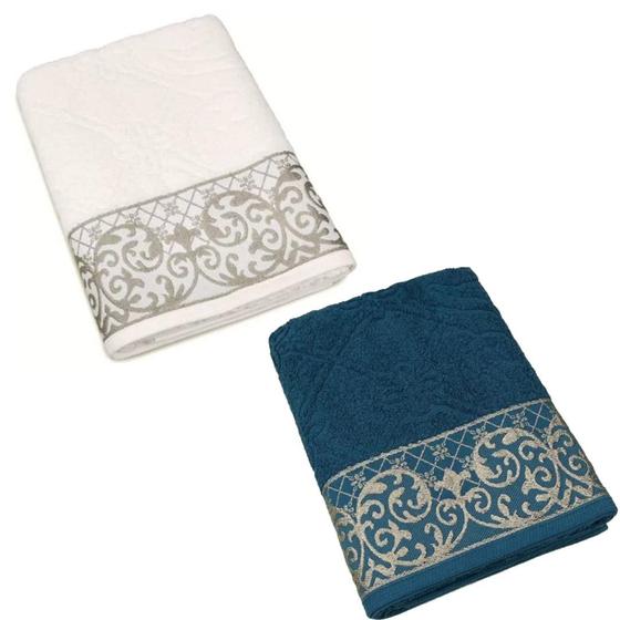 Imagem de Jogo de toalhas banhão ele/ela 2 peças azul+branco