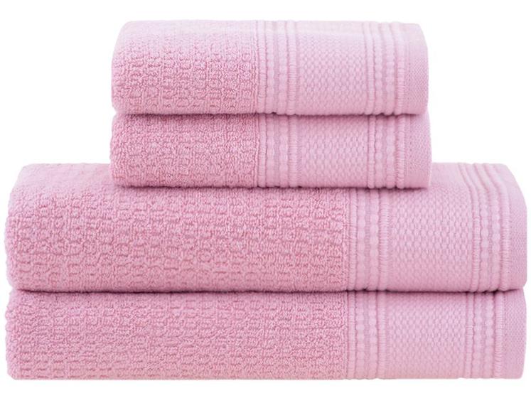 Imagem de Jogo de Toalhas Buddemeyer 100% Algodão Novita Extra Soft Jacquard Felpa Rosa 4 Peças