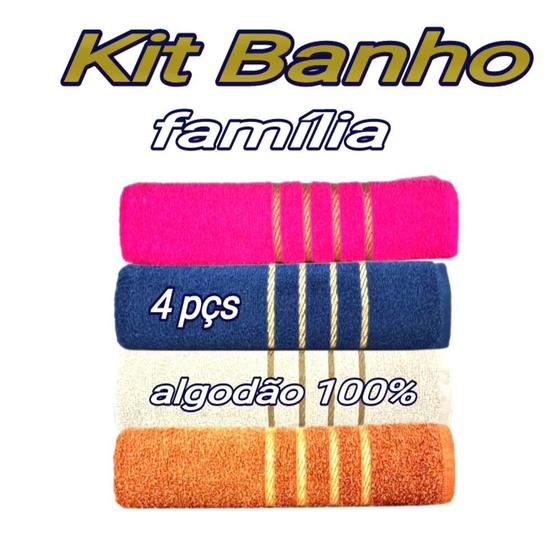 Imagem de jogo de toalhas casal kit com 4 peças em algodão grande de casa e praia banho