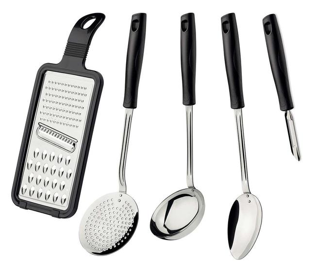 Jogo de Utensílios Easy em Aço Inox com Cabo Polipropileno 5 Peças Preto Tramontina Menor preço em Jogo de Utensílios Easy em Aço Inox com Cabo Polipropileno 5 Peças Preto Tramontina