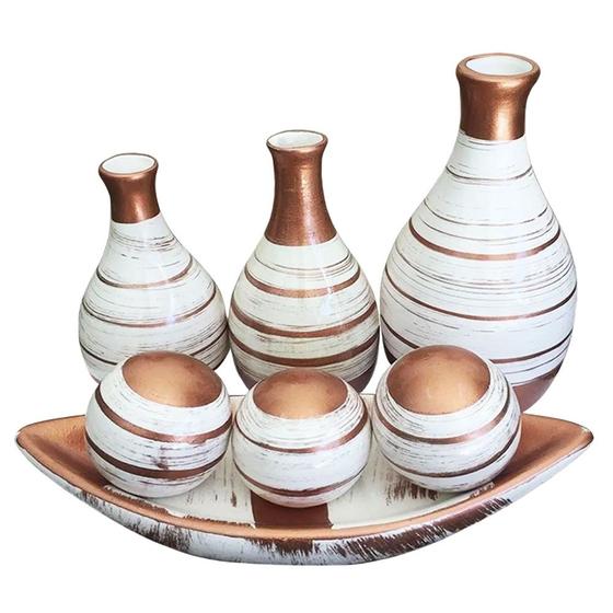 Imagem de Jogo de Vasos Egípcios e Barca 3 Esferas em Cerâmica Decor - Cobre