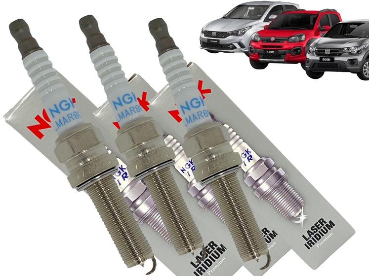 Jogo de Velas de Ignição Fiat Mobi Argo Uno 1.0 3cc 2016/... NGK