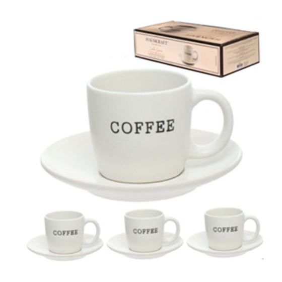 Imagem de Jogo de xícara de café de porcelana branca com pires - 8 peças para cozinha cantinho do cafe