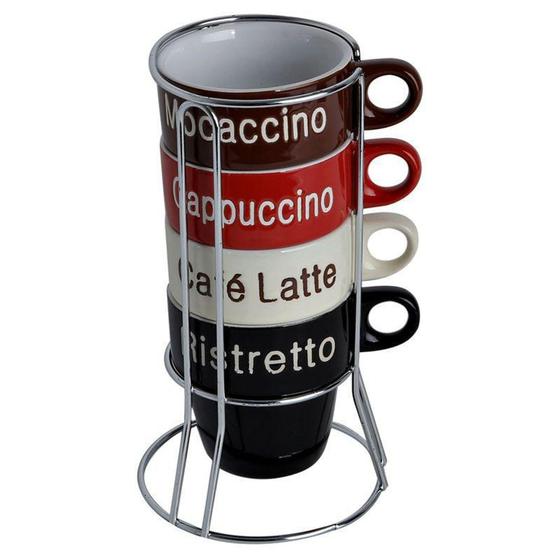 Imagem de Jogo de xicara de café names 4 xicara + suporte 200ml - Hauskraft