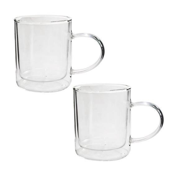 Imagem de Jogo de xicara de vidro dupla camada 320ml 2 peças