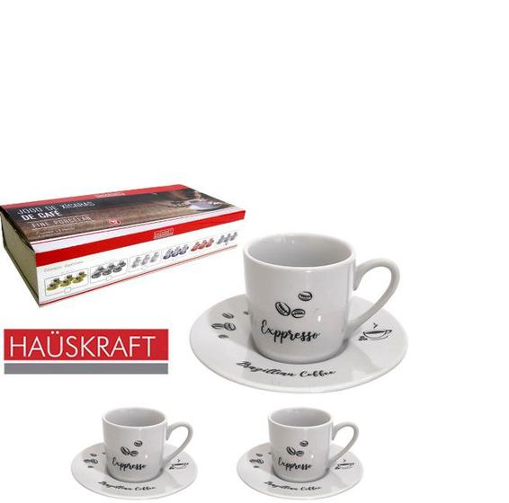 Imagem de Jogo de Xícara para Café de Porcelana Brazilian HAUSKRAFT com 12 Peças 90ML