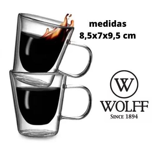 Jogo de Xícara Vidro Duplo 2 Peças Borossilicato com Alça -wolff Menor preço em Jogo de Xícara Vidro Duplo 2 Peças Borossilicato com Alça -wolff
