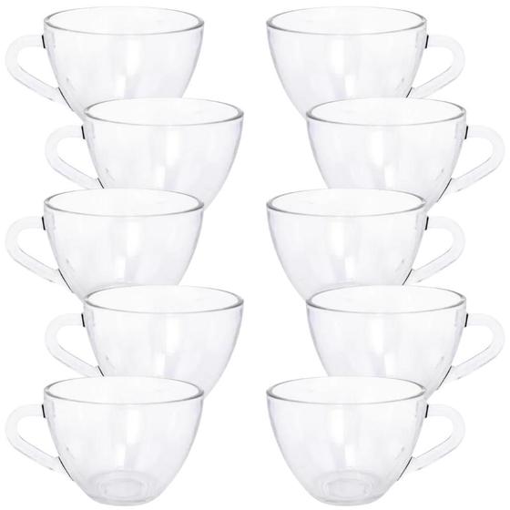 Imagem de Jogo De Xicaras Café / Chá 220 Ml Com 10 Cor Transparente Liso