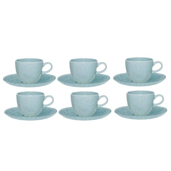 Imagem de Jogo de Xicaras Chá Café Com Pires 6pcs Porcelana Ryo Blue Bay 220ml Oxford