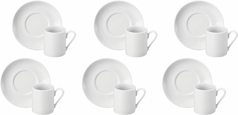 Imagem de Jogo de Xícaras de Café com Pires Porcelana 12 Peças 100ml Rojemac Branco