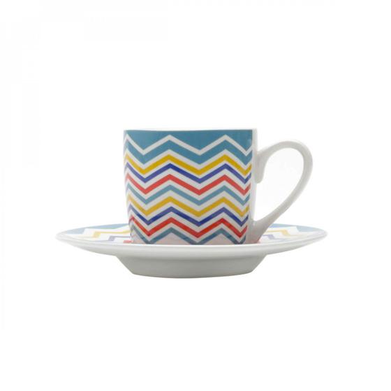 Imagem de Jogo de Xícaras de Café com Pires Porcelana 12 Peças 90ml Abstract Rojemac Colorido