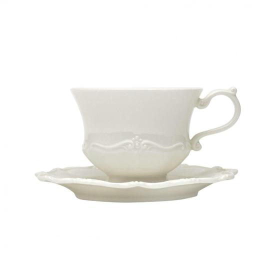 Imagem de Jogo de Xícaras de Chá com Pires Porcelana 12 Peças 200ml Fancy Rojemac Branco