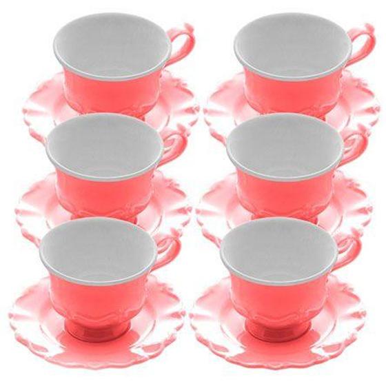 Imagem de Jogo de xícaras de porcelana Fancy com pires 200 ml 12 peças - Rojemac