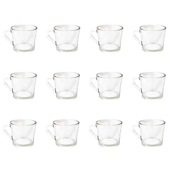 Imagem de Jogo De Xícaras De Vidro Resistente Com Alça 185ml Para Café Com 12 Unidades