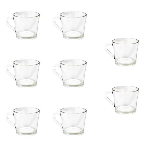 Imagem de Jogo De Xícaras De Vidro Transparente Sem Pires 185ml Com 8 Unidades