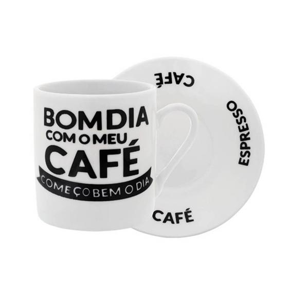 Imagem de Jogo de xícaras p/ café em porcelana Bom Dia 80ml 6 pçs