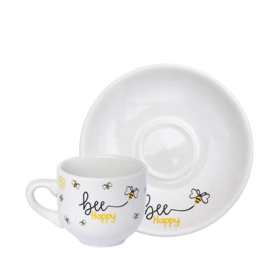 Imagem de Jogo de Xícaras para Café com Pires Honey em Porcelana 6Pçs 90ml - Hauskraft