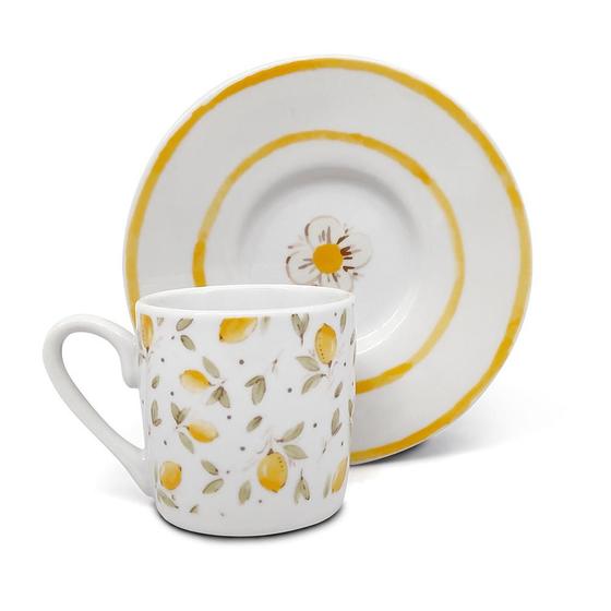 Imagem de Jogo de Xícaras para Café com Pires Limone em Porcelana 6Pçs 80ml - Hauskraft