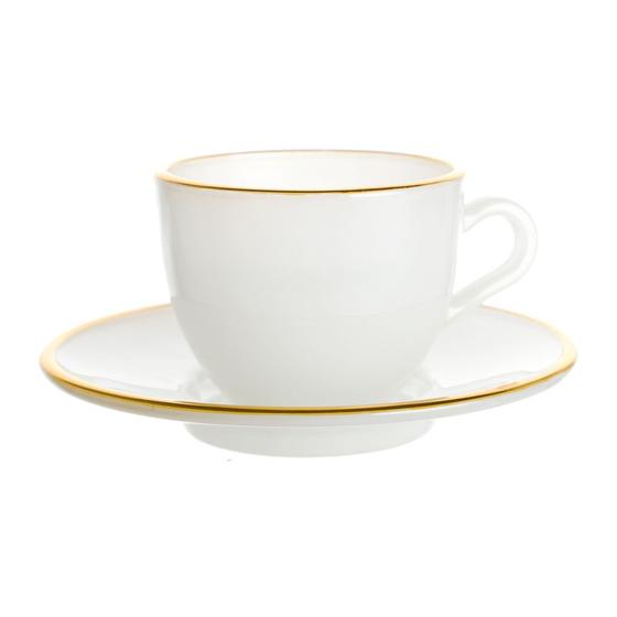 Imagem de Jogo de Xícaras para Café Matte com Pires em Cristal Off White com Borda Dourada 85ml 4 Peças - Hauskraft