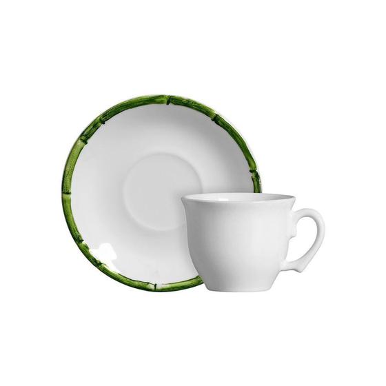 Imagem de Jogo de Xícaras para Chá com Pires Scalla Bambu Verde 200 ml - 6 peças - Cerâmica Scalla