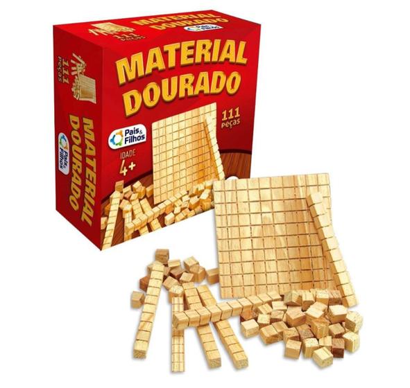 Imagem de Jogo Didático Material Dourado Individual Madeira 111 Peças