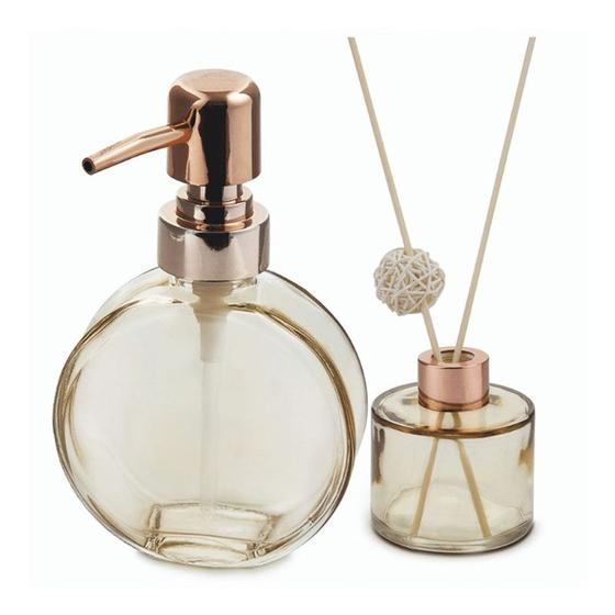 Jogo Dispenser Recipiente Aroma Vidro Ambar Mimo Style Magazine Diniz Acessórios de