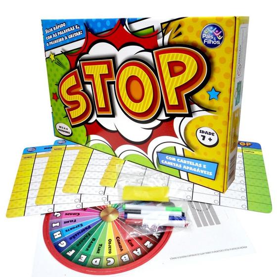 Jogo do Stop - Jogo Educativo com Canetas que Apagam e Cartelas Pais e Filhos Menor preço em Jogo do Stop - Jogo Educativo com Canetas que Apagam e Cartelas Pais e Filhos