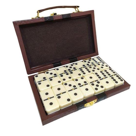 Imagem de Jogo Dominó Colecionável Profissional de Osso Retro 28 peças