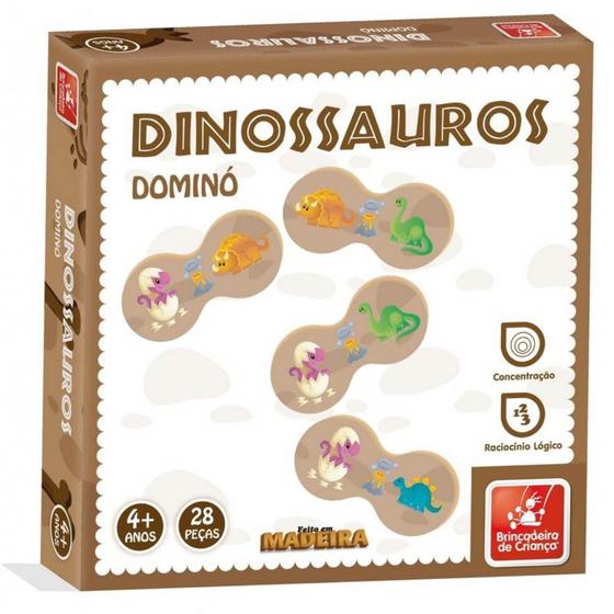 Imagem de Jogo Domino Dinossauros Em Madeira +4 Anos 28 Pecas
