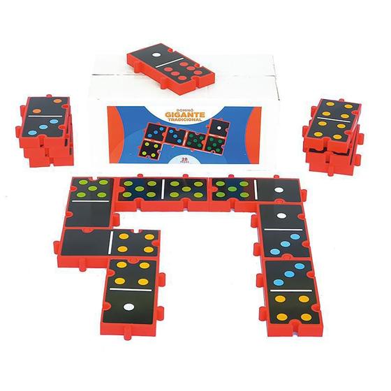 Jogo Dominó Gigante Tradicional De Encaixe Educativo Maxi Toys Jogo De Dominó Dama E Xadrez 1624