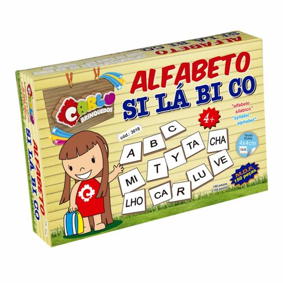 Imagem de Jogo Educativo Alfabeto Silábico 150 Peças em MDF A Partir de 4 Anos - Carlu Brinquedos