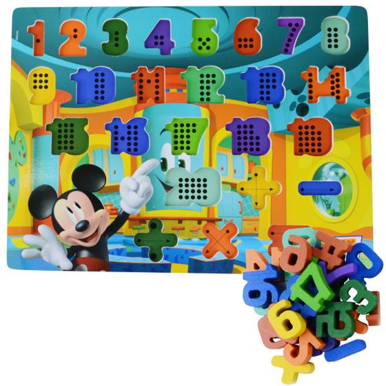 Imagem de Jogo Educativo Encaixe Número Mickey Matematico Disney Mdf