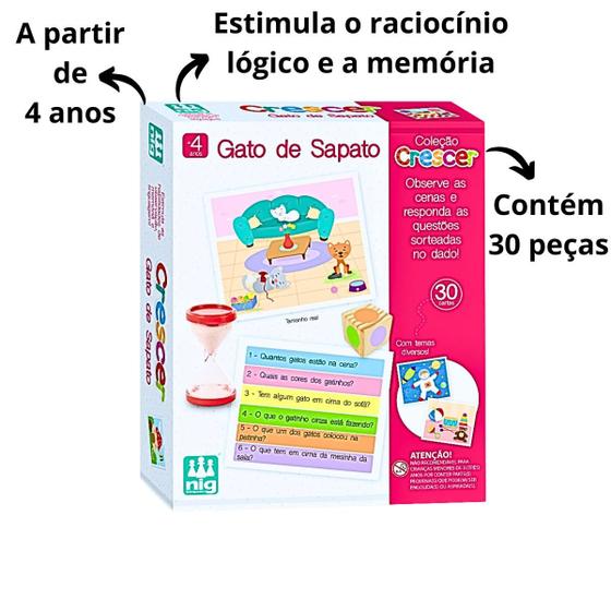Imagem de Jogo Educativo Gato de Sapato Brinquedo Didatico 30 Cartas Nig Brinquedos