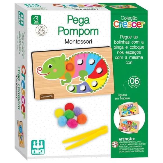 Imagem de Jogo Educativo Madeira Crescer Pega Pompom Nig