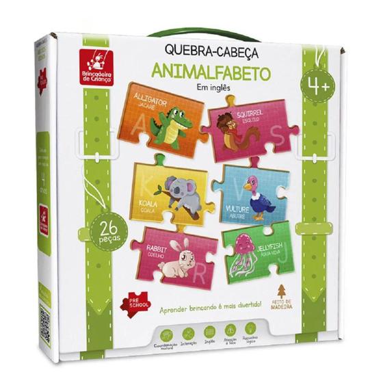 Imagem de Jogo Educativo Quebra Cabeça Animalfabeto Em Inglês 26 Peças