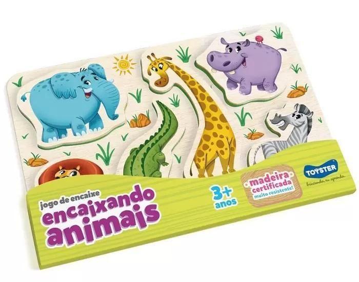 Imagem de Jogo Encaixando Animais Da Selva Pedagógico 30X20Cm Toyster