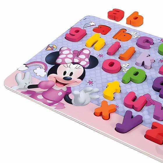 Imagem de Jogo Encaixe Letras Minúsculas Minnie Mdf Didático Autista