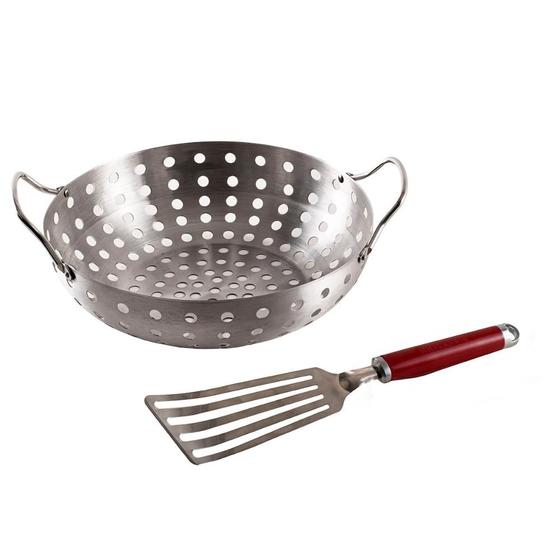 Imagem de Jogo Espátula Inox KitchenAid e Panela Wok Grelha Inox Prana