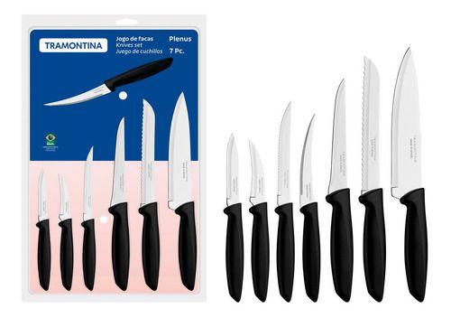 Jogo Facas Tramontina Plenus Cozinha Churrasco 7 peças Imagem de Jogo Facas Tramontina Plenus Cozinha Churrasco 7 peças