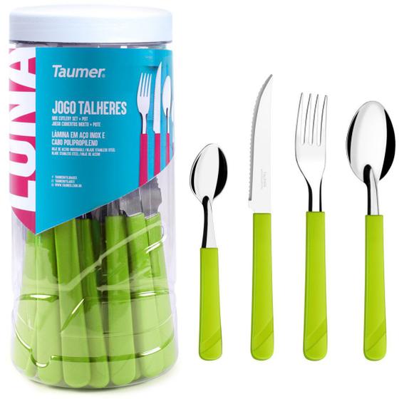 Jogo Faqueiro 20 Peças Luna Talheres Aço Inox Faca Garfo Colher + Pote - Taumer Menor preço em Jogo Faqueiro 20 Peças Luna Talheres Aço Inox Faca Garfo Colher + Pote - Taumer