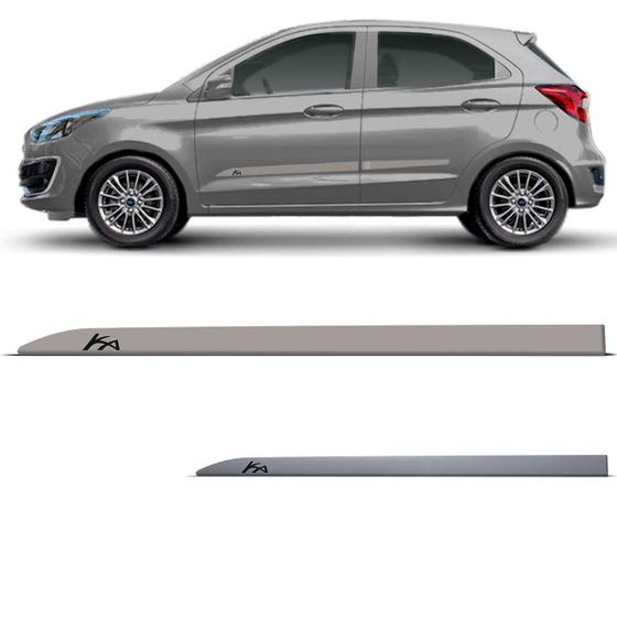 Imagem de Jogo Friso Lateral Ford Ka Hatch Sedan 2015 a 2020 e PCD Cinza Copenhagem e Moscow Facão com Grafia