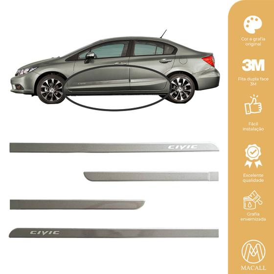 Jogo Friso Slim Lateral Honda Civic Original com Grafia Cores Menor preço em Jogo Friso Slim Lateral Honda Civic Original com Grafia Cores