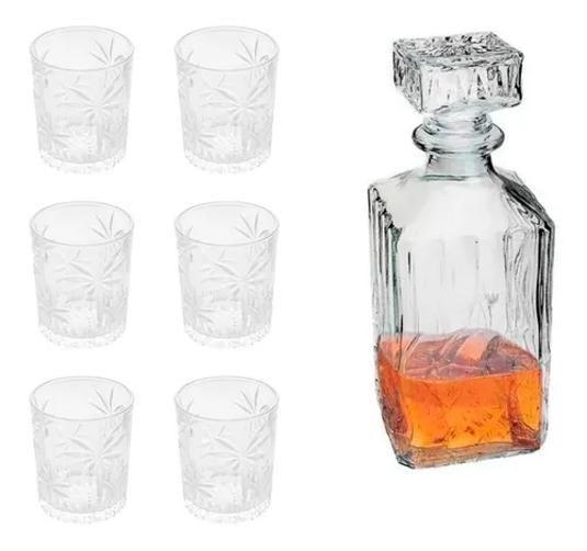 Imagem de Jogo Garrafa Whisky 700Ml + 6 Copos 340Ml Cristal Premium