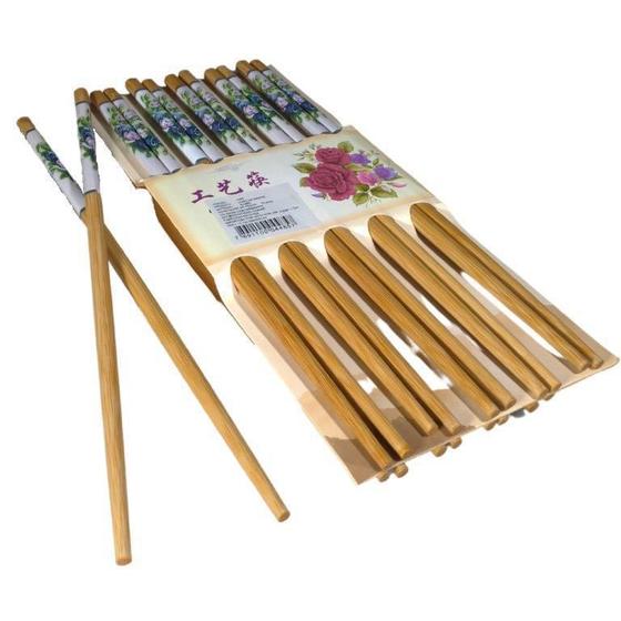 Imagem de Jogo Hashi Bambu 10 Pares Estampa Variada