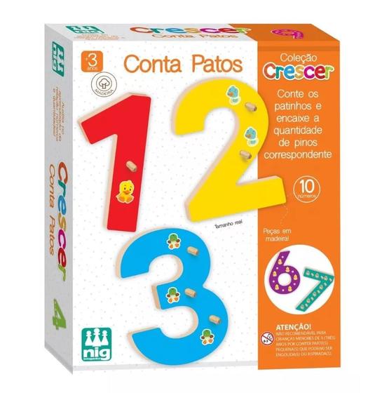 Imagem de Jogo Infantil Crescer Educativo Conta Patos Madeira MDF 0458 - Nig