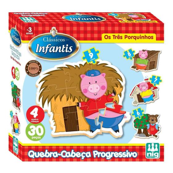 Jogo Infantil Educativo Os Três Porquinhos 30 Peças Nig - Jogos ...