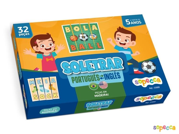 Imagem de Jogo Infantil Soletrar 32 Peças em Madeira Sopecca - S3000