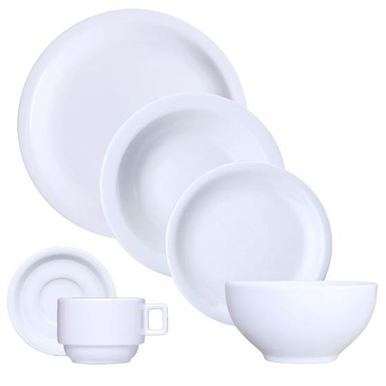 Jogo Jantar E Chá 24 Peças C/ Bowl Tijela Porcelana Branca Germer Iguaçu 4 Lugares Menor preço em Jogo Jantar E Chá 24 Peças C/ Bowl Tijela Porcelana Branca Germer Iguaçu 4 Lugares