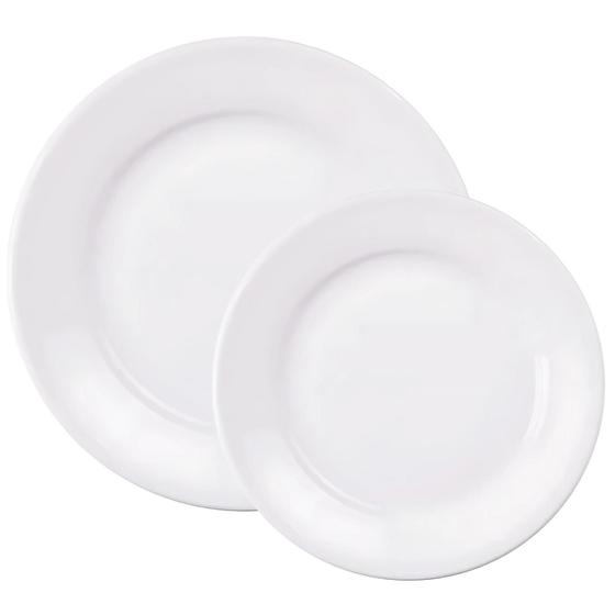Imagem de Jogo Kit 8 Pratos Tramontina Porcelana Branco Para Restaurante Buffet Hotel Bar